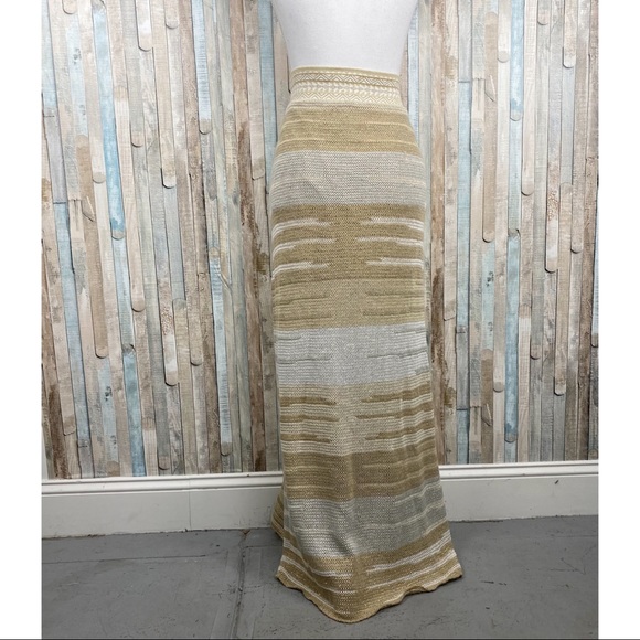 Anthropologie S Cecilia Prado Gold Knit Maxi Skirt - Picture 5 of 11